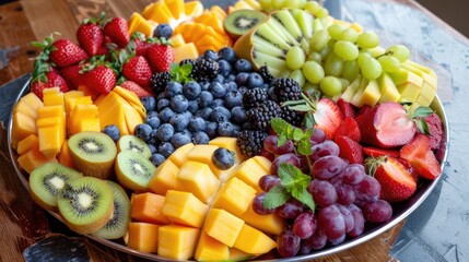 Vibrant Image of Colorful Fruit Platter, Displaying Variety of Fresh, Nutritious Options