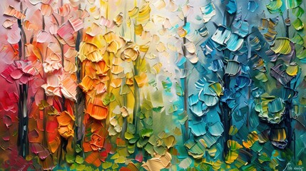 Colorful abstract painting. Thick oil paints. Bright and juicy colors. - obrazy, fototapety, plakaty