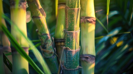 Fototapeta premium Close up of sugarcane plant in the garden