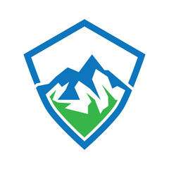 high and snowy mountain logo design