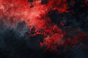 A painting of red and black. The painting has a dark and moody atmosphere
