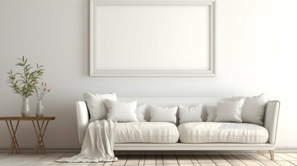 An elegant post frame mockup atop a stylish sofa