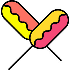 Sausage, hot dog, fried, meat, barbeque Icon