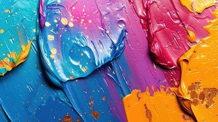 abstract background of colorful oil paint on canvas, close-up