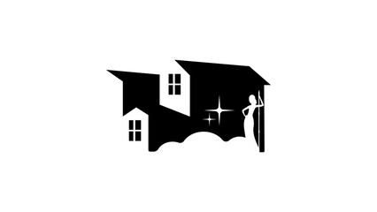 House cleaning service, black isolated silhouette