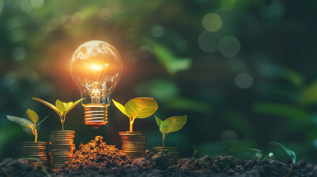 Bright idea for business growth concept