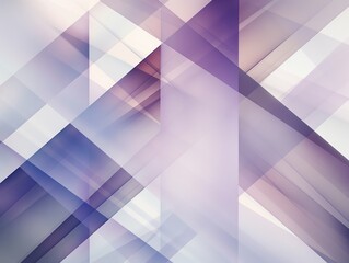 Abstract geometric pattern with overlapping translucent purple and white shapes creating a feeling of depth and modern aesthetic.