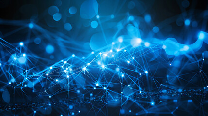 Obraz premium futuristic high technology blue background network networking abstract line connectivity.
