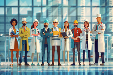 Fototapeta premium group of diversity people in occupation business doctor engineer hospital people person architect background builder businessman.