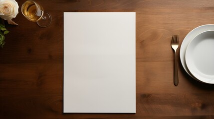 Menu paper mockup on a chic dining table