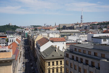 Obraz premium The view from The Powder Tower or Powder Gate in Prague, Czech Republic
