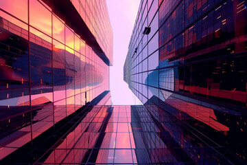 Reflective skyscrapers business architecture building office urban city skyscraper.
