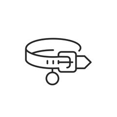  Pet collar icon with a buckle and tag. Represents pet accessories for identification, safety, and fashion. Suitable for use in veterinary clinics, pet stores, training guides. Vector illustration