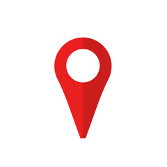Red marker with white dot. Pin map place pointer location. Pinpoint place destination label element design. Position pointer. Vector icon isolated on background
