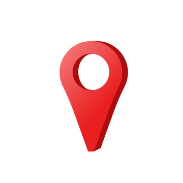 Pin of map. Red marker with white dot on it. Place of location. gps marker. Geo point for position and navigation. Pinpoint place on map.