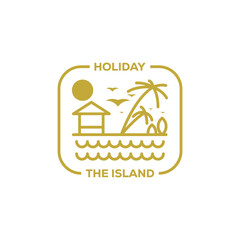 The island logo holiday beach line art design vector
