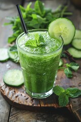 Cucumber mint smoothie healthy green drink