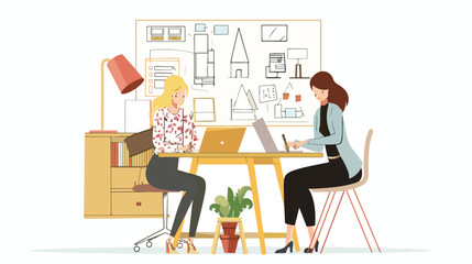 Creative business women working on a house design pro