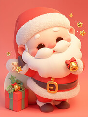 Fototapeta premium Santa Claus,3d icon, cartoon style ,3D blender,red,clay material isometric, 3D rendering, smoothashiny!