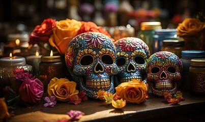 Group of Skulls on Table