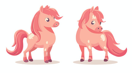 Cute charming little pink horse and its symmetrical 