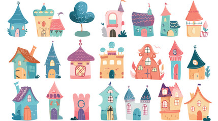 Cute fairytale house home castle and tower. Abstract