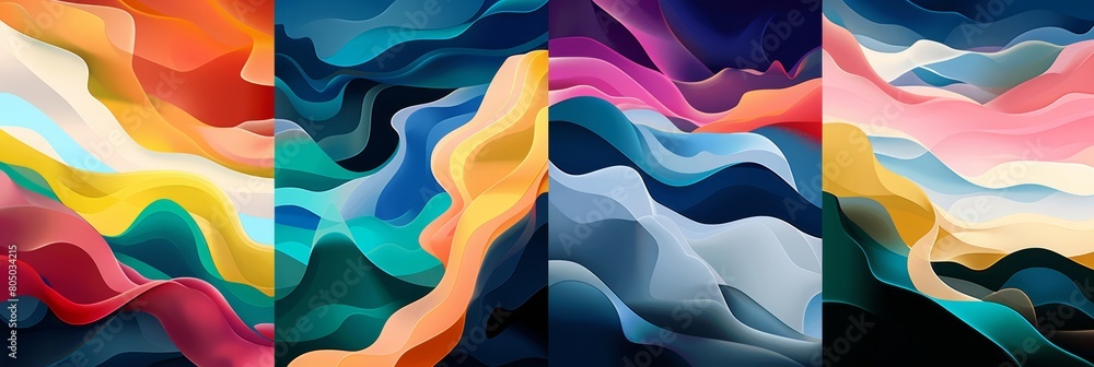 Poster a collection set of wavy colorful backdrops in different designs for insta post and story. web desig