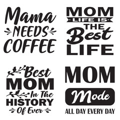 MOTHER'S DAY TYPOGRAPHY BUNDLE T-SHIRT DESIGN. ISOLATED ON WHITE BACKGROUND.