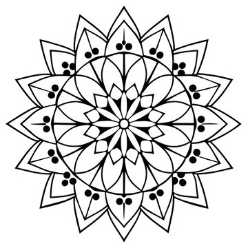 Hand drawn mandala lotus flower drawing