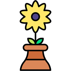 flower, leaves, nature, plant, pot Icon