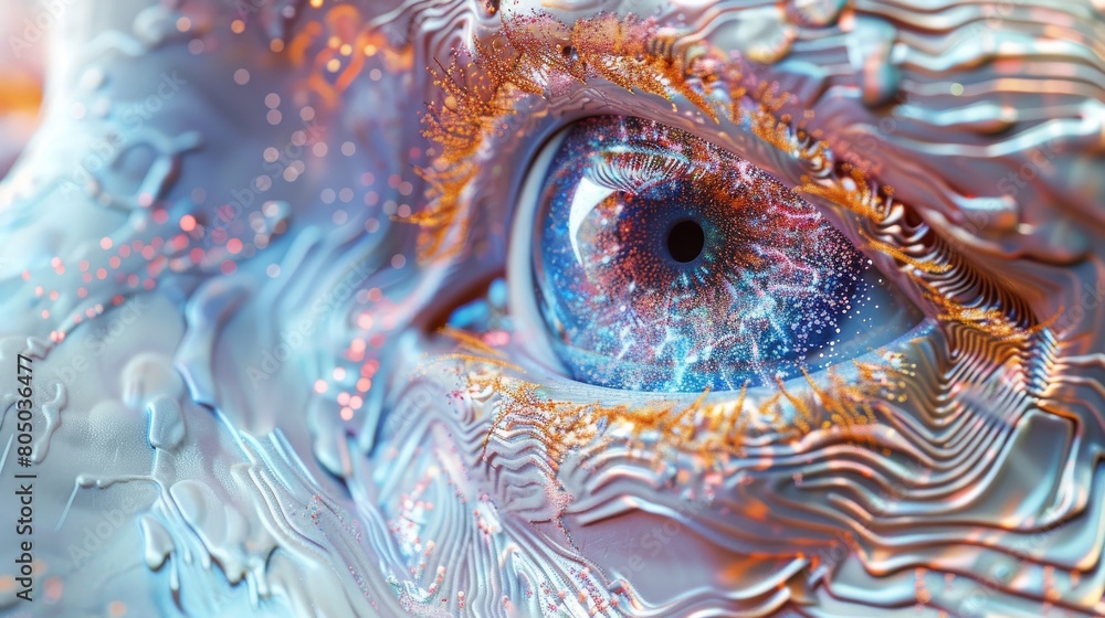 Fototapete close-up view of an ai art piece displayed on a digital screen, illustrating intricate artistic deta
