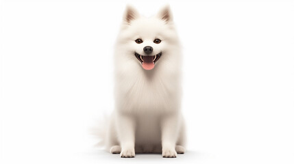 Fototapeta premium Charming Aki-Poo Dog Poses with a Bright Smile on White Background