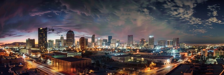 Fototapeta premium Discover the Magic t Night - Skyline and Architecture Panorama of the Urban