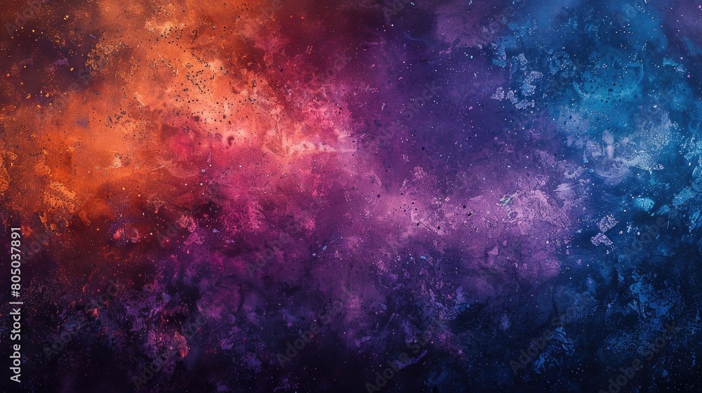 Poster a colorful space background with a blue and orange swirl. the background is a mix of colors and has 