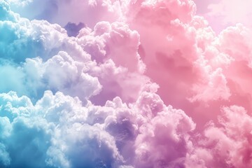 Cotton Candy Sky. Dramatic and Vibrant Cloud Texture Background with White Fluffy Clouds and