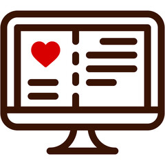 monitor, screen, heart , love and romance, miscellaneous, valentines day, valentine Icon