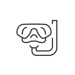 Diving mask icon. Simplified depiction of a diving mask with snorkel, commonly used for snorkeling and scuba diving adventures. Ideal for dive shops, travel guides. Vector illustration