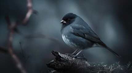 Black-capped Junco Bird Perched on Branch in the Wild 