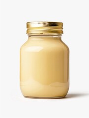 Blank Mayo Jar container with Copy Space, Closed Jar of Mayo Condiment for Food Use Cut-Out