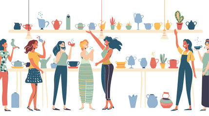 Female ceramists celebrating their success in their style