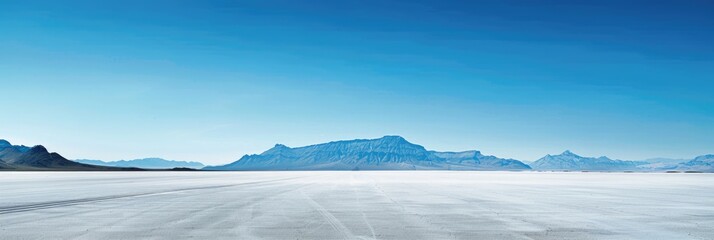 Alone on the Bonneville Salt Flat - A Car Drives Across the Desolate Desert Landscape of Arid