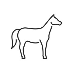 Horse icon. Stylized representation of a horse, often associated with grace and strength, widely used in contexts related to farms, equestrian sports, and animal husbandry. Vector illustration