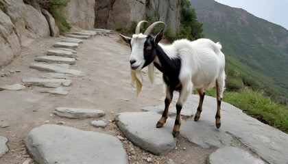 A Goat With Its Hooves Clicking On A Rocky Path  2
