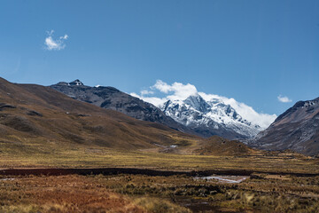 landscape with in the snow covered andes in the national park Huascarán
