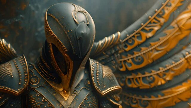 Portrait of a Dragonborn Warrior with Isomalt Wings and Plate Armor, surreal fantasy character design,generative ai