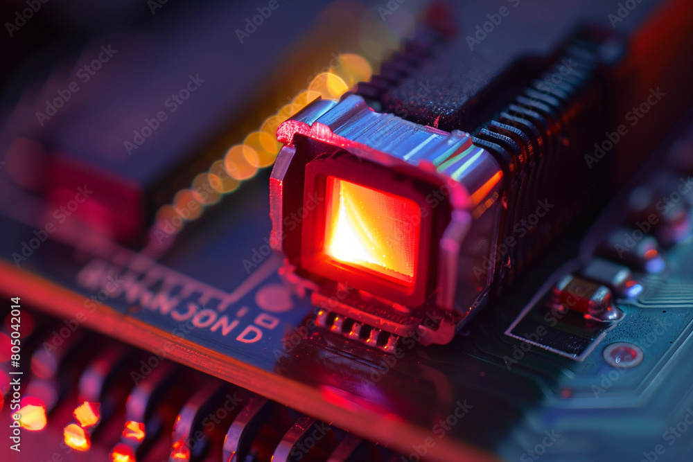 Poster close-up on a thermal camera sensor, visualizing the unseen in technology