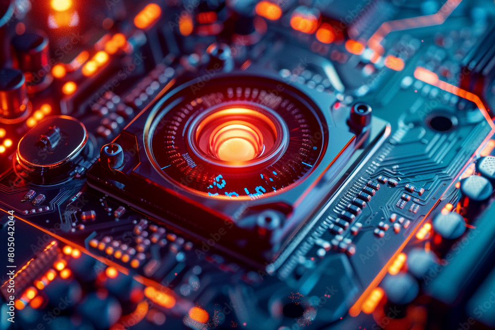 Poster close-up on a thermal camera sensor, visualizing the unseen in technology