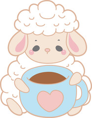 Naklejka premium Cute sheep hand drawn emotes icon. Baby sheep illustration activites. Funny sheep clip art elements. 