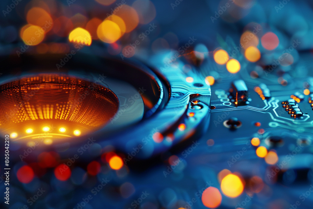 Poster close-up on a thermal camera sensor, visualizing the unseen in technology