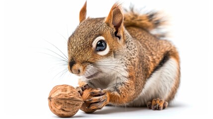 Fototapeta premium A squirrel is eating a nut